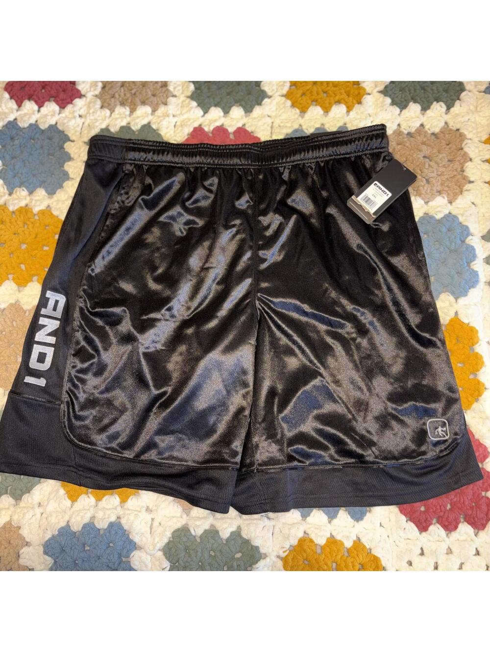 AND1 New With Tags Black Basketball Shorts Mens Size 2XL athletic sports shorts